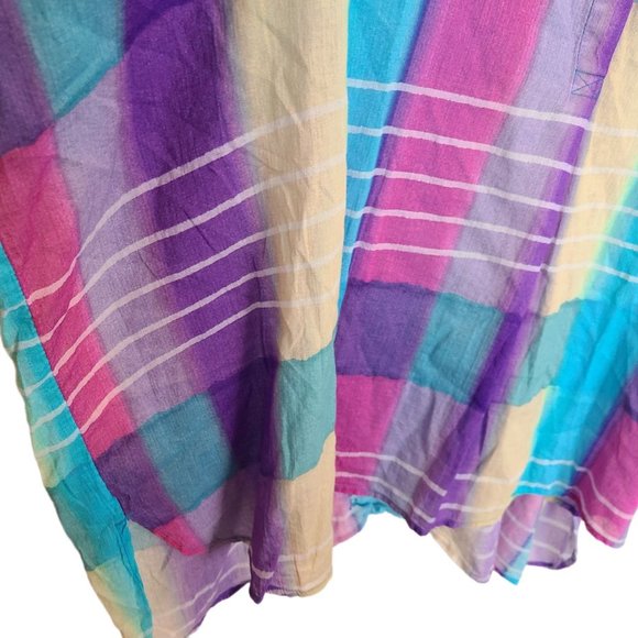 Soft Surroundings Blouse Tunic Top Painterly Plaid Shirt Multicolor Womens M - Picture 5 of 9